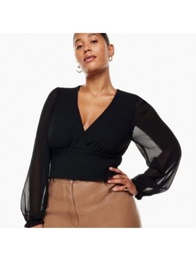 NWT Aritzia Wilfred Wistful Blouse black sheer medium